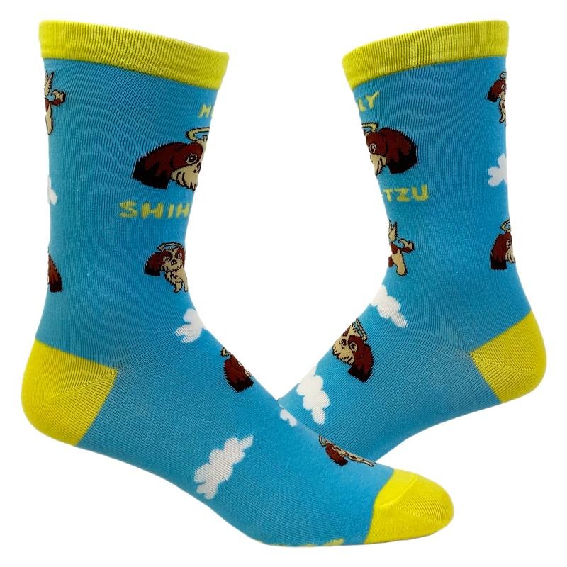 Women's Holy Shih-Tzu Socks Funny Pet Puppy Dog Animal Lover Angel Graphic Novelty Footwear Funny Graphic Socks...