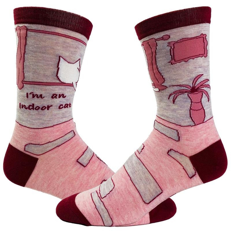 Women's I'm An Indoor Cat Socks Funny Pet Kitty Cat Introvert Novelty Graphic Footwear Funny Graphic Socks Comfortable...