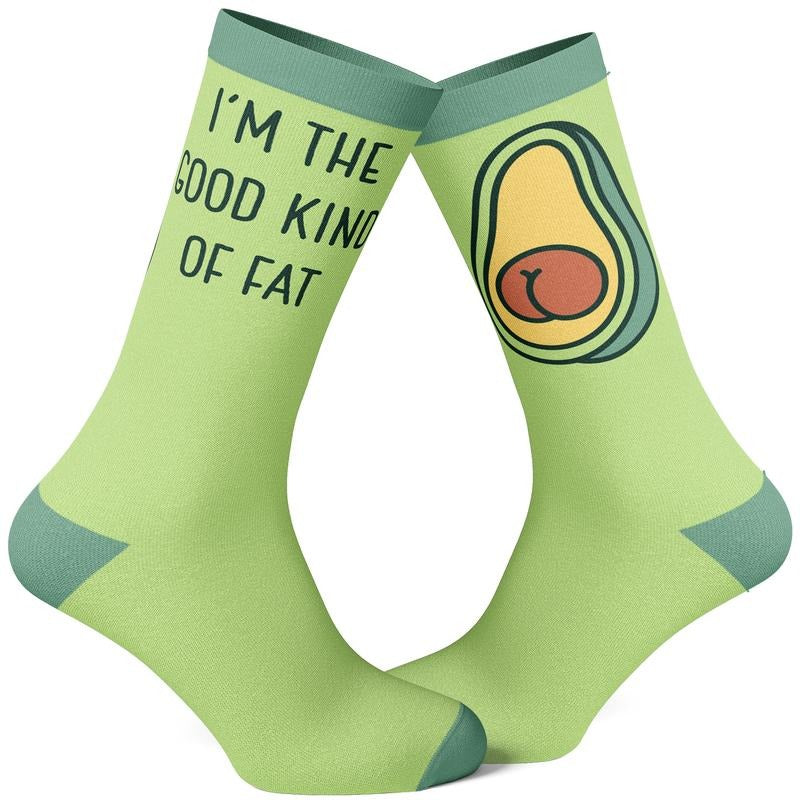 Women's I'm The Good Kind Of Fat Socks Funny Avocado Pit Butt Cheeks Footwear Funny Graphic Socks Comfortable Fitted...