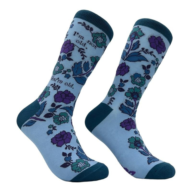Women's Im Not Old Youre Old Socks Funny Grown Up Floral Pattern Joke Footwear Funny Graphic Socks Comfortable Fitted...
