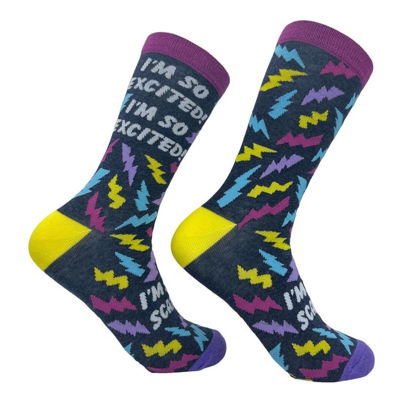 Women's Im so Excited Im so Scared Socks Funny Thrilled Panicking Footwear Funny Graphic Socks Comfortable Fitted Spandex...