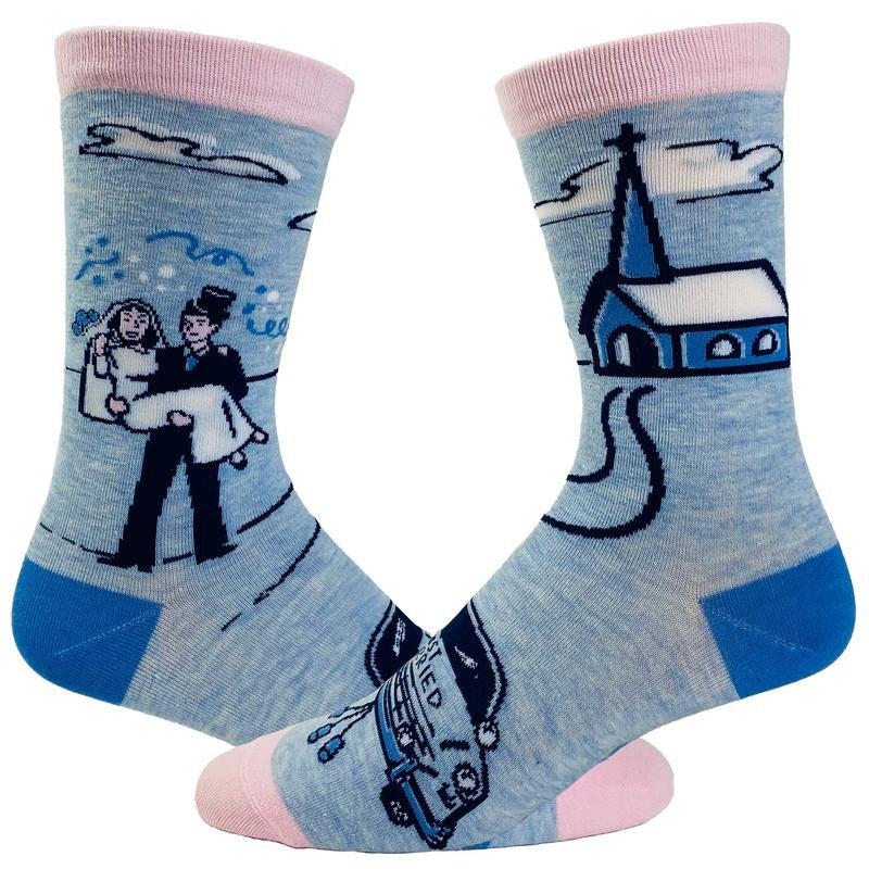 Women's Just Married Socks Cute Wedding Day Bride Groom Big Day Engagement Graphic Footwear Funny Graphic Socks...