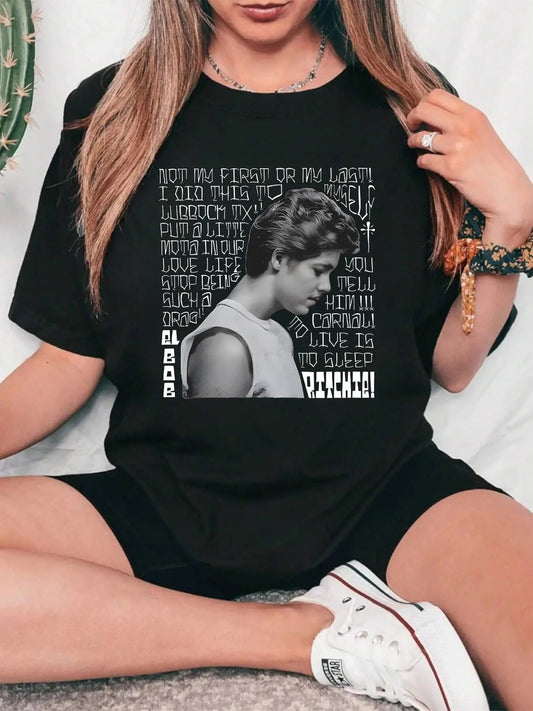 Women's Letter & Figure  Print Round Neck Graphic Tee, Vintage Trendy Casual Short Sleeve T-shirt for Daily Wear, Ladies Summer Clothes