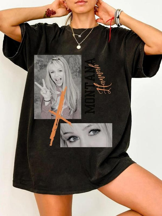 Women's Letter & Figure Print Round Neck Tee, Vintage Trendy Casual Half  Sleeve T-shirt for Daily Wear, Ladies All Seasons Clothes