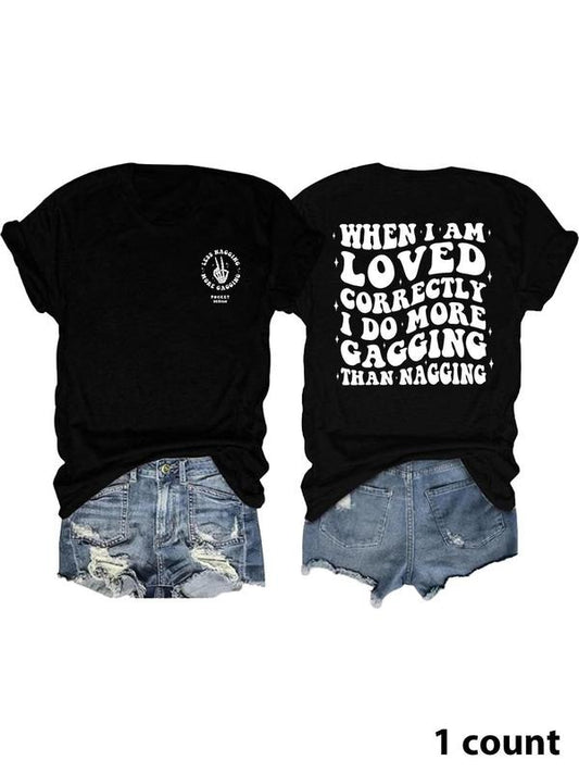 Women's Letter & Figure Print Round Neck Tee, Vintage Trendy Casual Short Sleeve T-shirt for Daily Wear, Ladies Summer Outfit