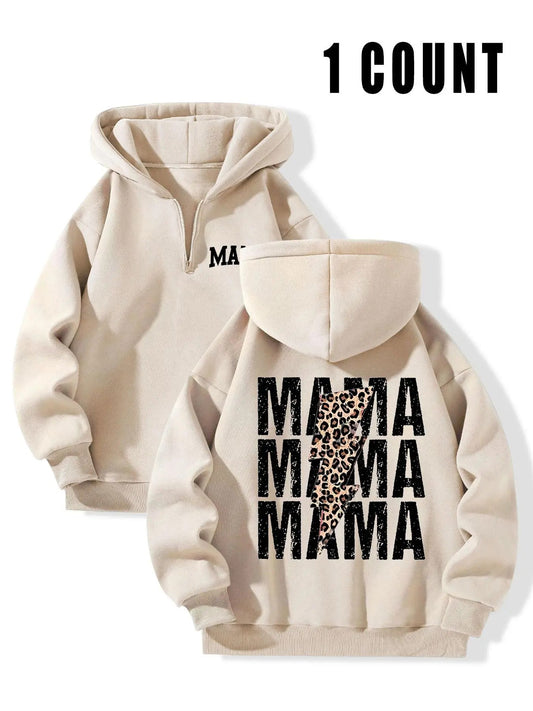 Women's Letter & Leopard Print Hoodie, Casual Trendy Style Cozy Long Sleeve Hooded Sweatshirt for Fall & Winter, Women's Clothes for Daily Wear, Hoodie Clothing Tops