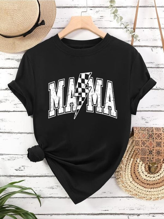 Women's Letter Graphic Print Round Neck Tee, Fashion Casual Short Sleeve T-shirt for Daily Wear, Ladies Summer Clothes