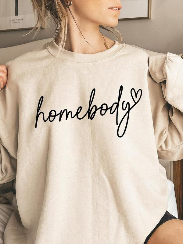 Women's Letter Print Crew Neck Sweatshirt, Casual Long Sleeve Pullover for Fall & Winter, Women's Clothes for Daily...