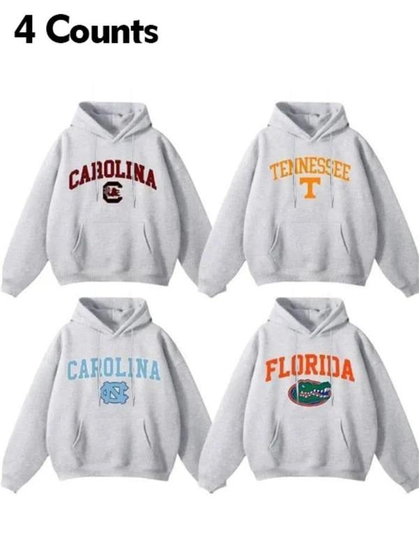 Women's Letter Print Drawstring Pocket Hoodie, Casual Long Sleeve Hooded Sweatshirt for Daily Wear, Ladies Clothes for...