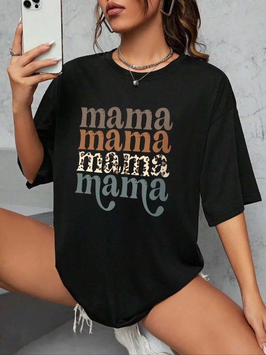 Women's Letter Print Round Neck Graphic Tee, Vintage Trendy Casual Short Sleeve T-shirt for Daily Wear, Ladies All Seasons Outfit