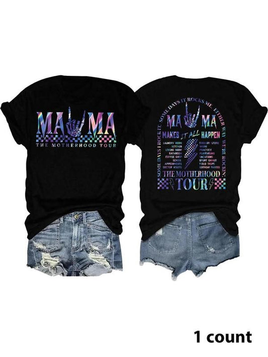 Women's Letter Print Round Neck Graphic Tee, Vintage Trendy Casual Short Sleeve T-shirt for Daily Wear, Ladies Summer Outfit, Top