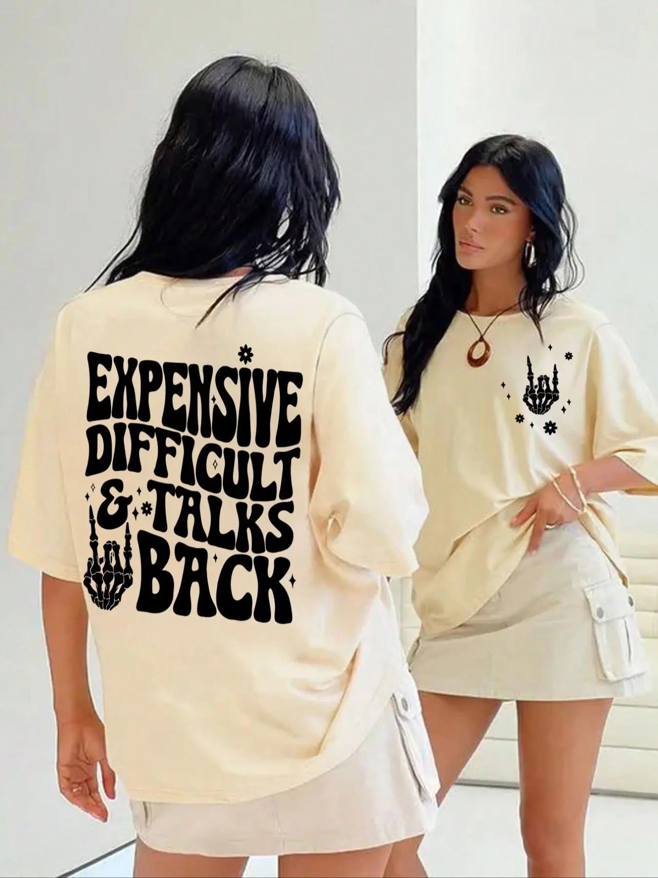 Women's Letter Print Round Neck Tee, Casual Short Sleeve Crew Neck T-Shirt for Summer, Fashion Women's Top for Daily...