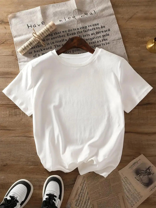 Women's Letter Print Round Neck Tee, Casual Short Sleeve Crew Neck T-shirt for Daily Wear, Ladies Clothes for All Seasonsstyle{n002}7