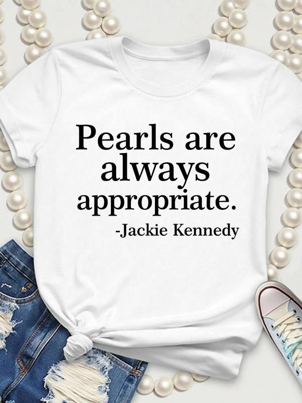 Women's Letter Print Round Neck Tee, Fashion Casual Crew Neck T-Shirt for Daily Holiday Vacation Outdoor Wear, Ladies...