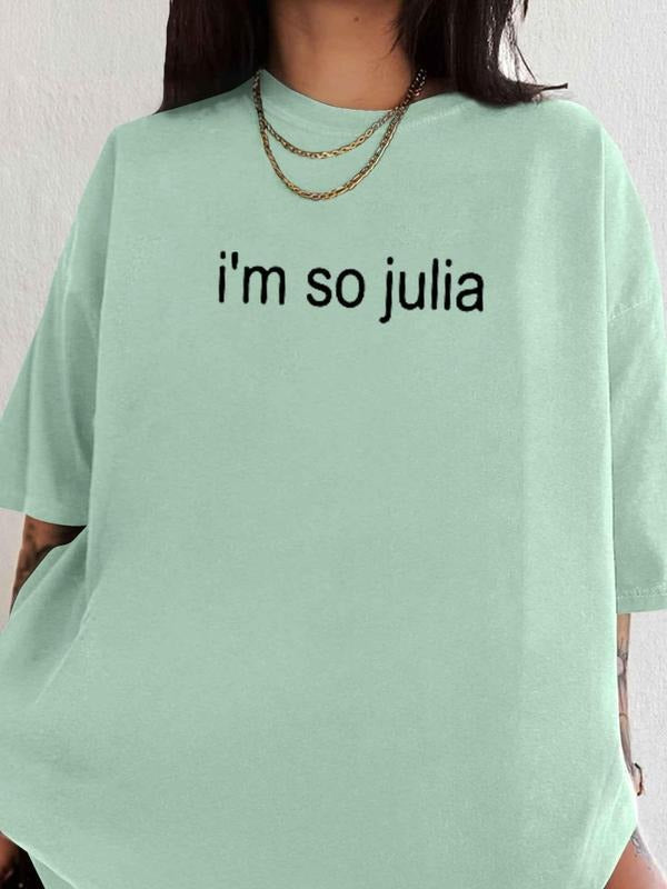Women's Letter Print Round Neck Tee, Fashion Casual Crew Neck T-shirt for Daily Holiday Vacation Outdoor Wear, Ladies...