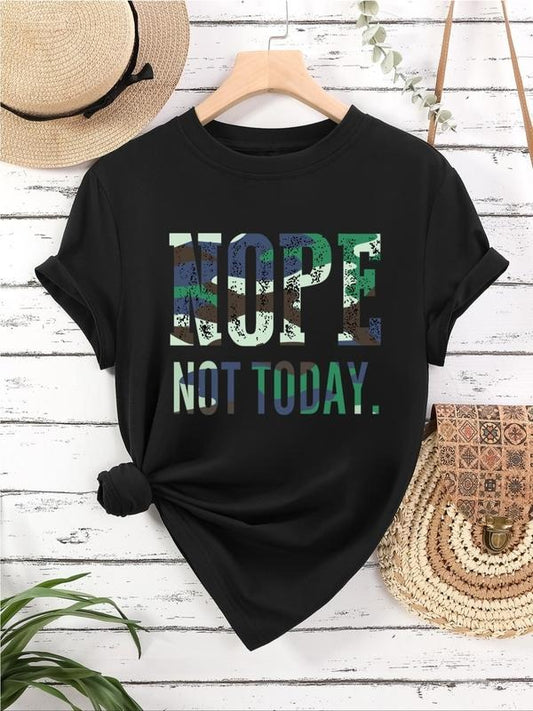 Women's Letter Print Round Neck Tee, Trendy Casual Short Sleeve Crew Neck T-shirt for Daily Wear, Ladies Clothes for All Seasons