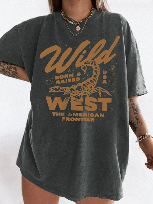 Women's Letter Print Round Neck Tee, Vintage Trendy Casual Short Sleeve T-shirt for Daily Wear, Ladies Summer Tops