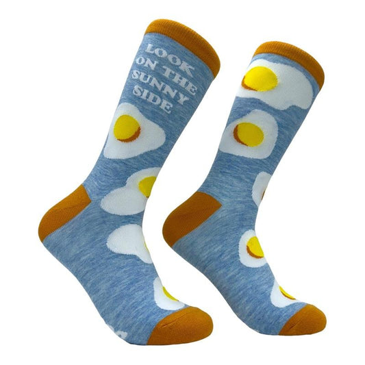 Women's Look On The Sunny Side Socks Funny Breakfast Eggs Joke Footwear Funny Graphic Socks Comfortable Fitted Spandex Cotton
