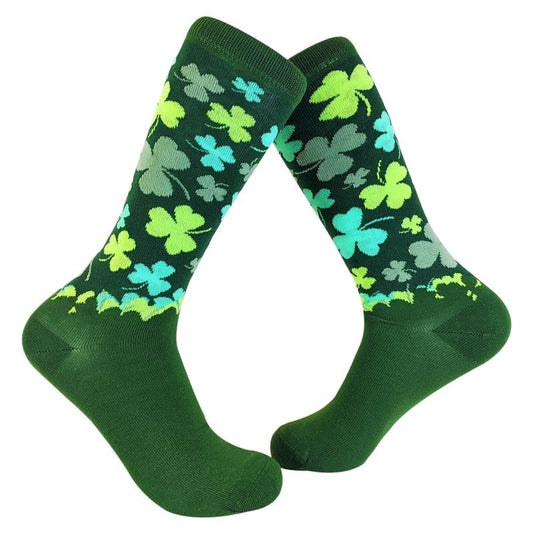 Women's Lucky Shamrock Socks Funny St Patricks Day Irish Novelty Crazy Fun Funny Graphic Socks Comfortable Fitted Spandex Cotton