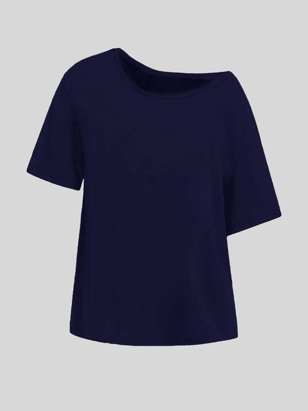 Women's Plain Off Shoulder Tee, Casual Short Sleeve T-shirt for Summer, Ladies Clothes for Daily Wear, Top Hoodie, Sweatshirt