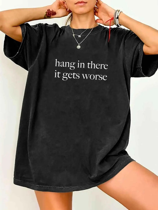 Women's Plain Round Neck Graphic Tee, Vintage Trendy Casual Short Sleeve T-shirt for Daily Wear, Ladies Summer Outfitstyle{n002}2