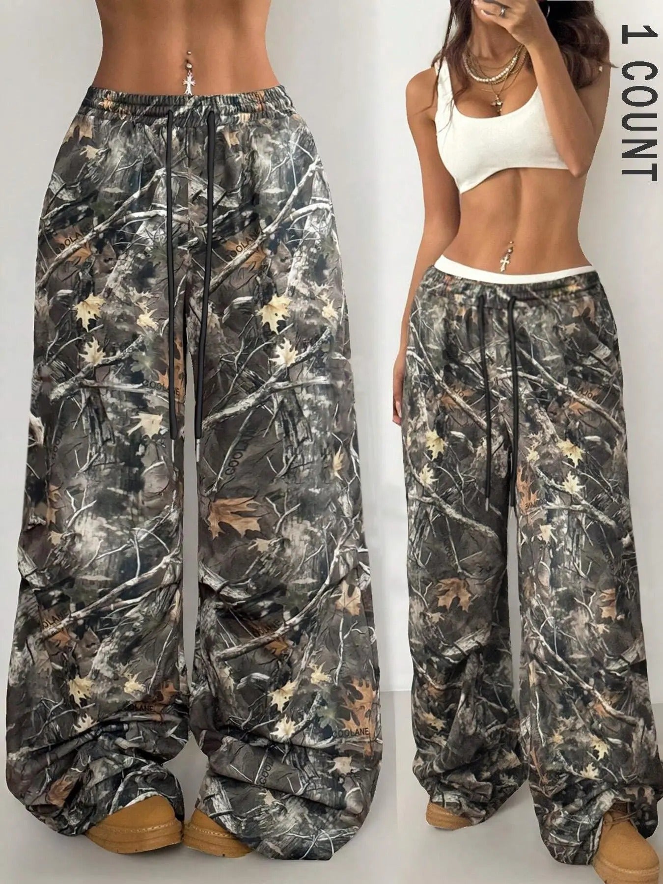 Women's Plants Print Wide Leg Pants, Casual Comfy Trousers for Daily Wear, Ladies Bottoms for All Seasons T-Shirts,...