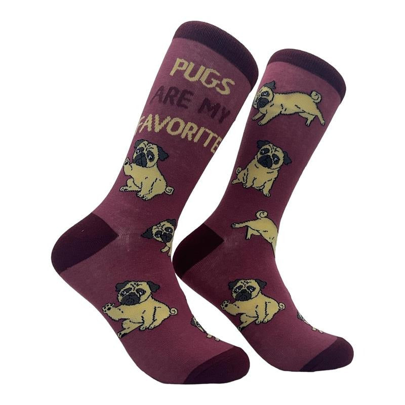 Women's Pugs Are My Favorite Socks Funny Pet Cute Puppy Lovers Footwear Funny Graphic Socks Comfortable Fitted Spandex...