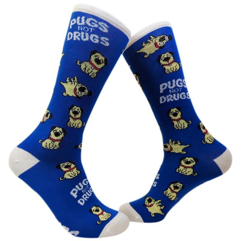 Women's Pugs Not Drugs Socks Funny Cute Dog Lover Footwear Funny Graphic Socks Comfortable Fitted Spandex Cotton...