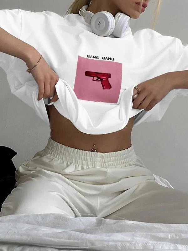 Women's Round Neck Graphic Tee, Fashion Casual Crew Neck T-Shirt for Daily Holiday Vacation Outdoor Wear, Ladies Clothes...