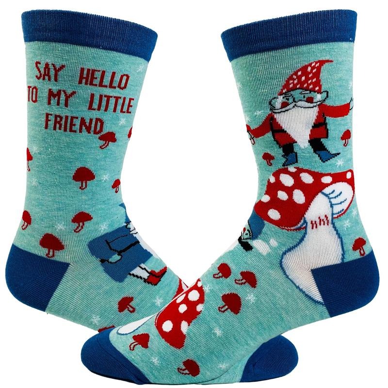 Women's Say Hello To My Little Friend Socks Funny Mushroom Gnome Novelty Fantasy Fairy Tale Footwear Funny Graphic Socks...