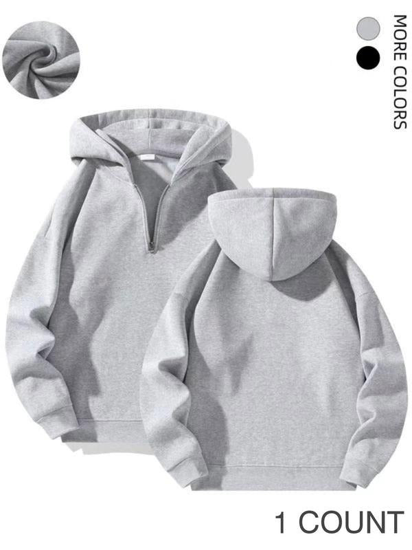 Women's Solid Drop Shoulder Zipper Hoodie, Casual Long Sleeve Hooded Sweatshirt for Fall & Winter, Women's Clothing for...