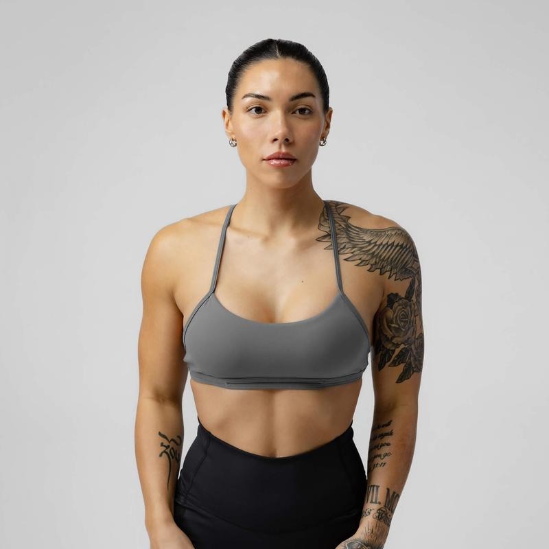 Women's Strategy Bra - Gray Plain Summer Sports Bra - Comfort