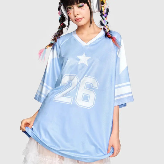Women's Summer T-Shirt Graphic Print V Neck Short Sleeve Shirts Jersey Tee Top Streetwear