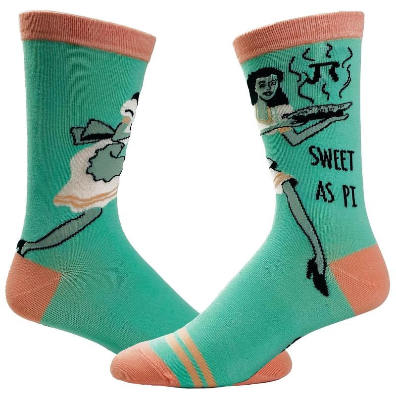 Women's Sweet As Pi Socks Funny Math Nerd 3.14 Novelty Dessert Kitchen Graphic Footwear Funny Graphic Socks Comfortable Fitted Spandex Cotton