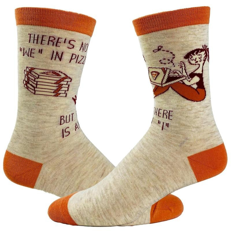 Women's There's No We In Pizza But There Is An I Socks Funny Foodie Sarcastic Footwear Funny Graphic Socks Comfortable...