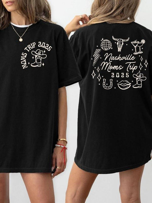 Women's Vintage Figure & Animal Print Round Neck Graphic Tee, Casual Short Sleeve T-shirt for Summer, Women's Top for Daily Wear