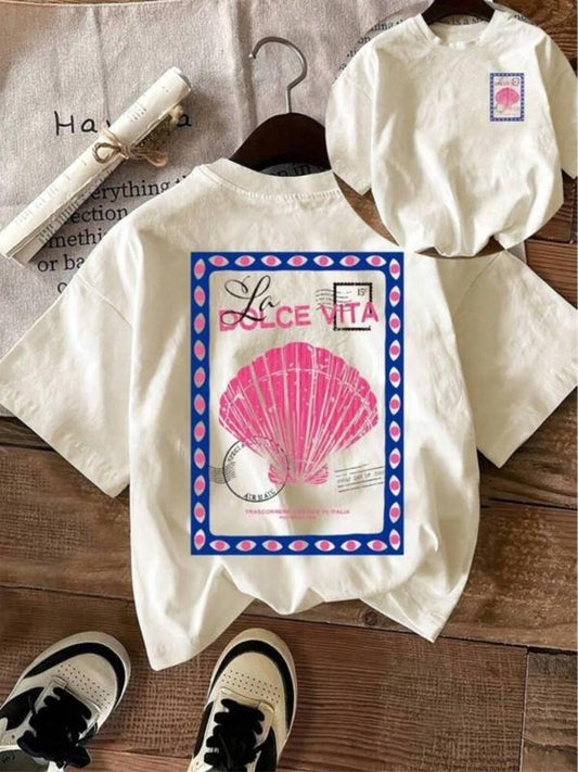 Women's Vintage Graphic Print Round Neck Tee, Fashion Casual Short Sleeve T-shirt, Ladies Summer Clothes for Daily Wear, Top