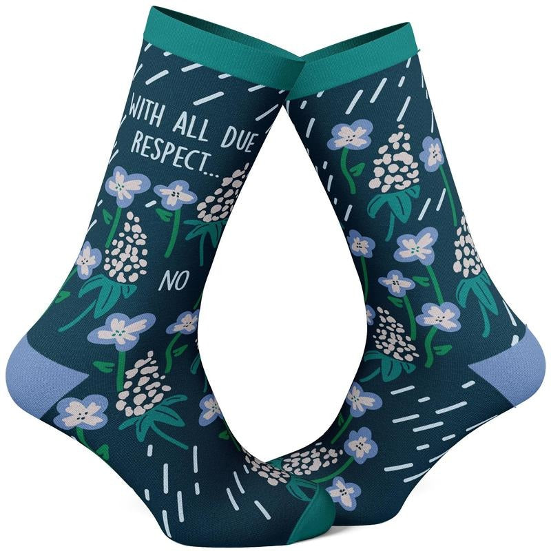 Women's With All Due Respect No Socks Funny Sarcastic Flower Graphic Footwear Funny Graphic Socks Comfortable Fitted...