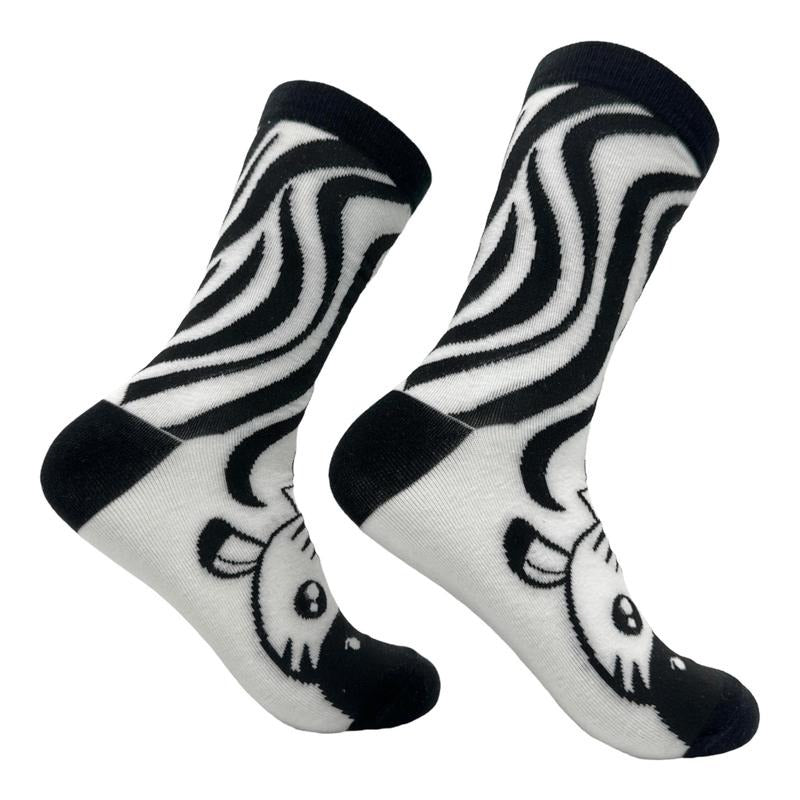Women's Zebra Socks Funny Cute Adorable Striped Zebras Footwear Funny Graphic Socks Comfortable Fitted Spandex Cotton