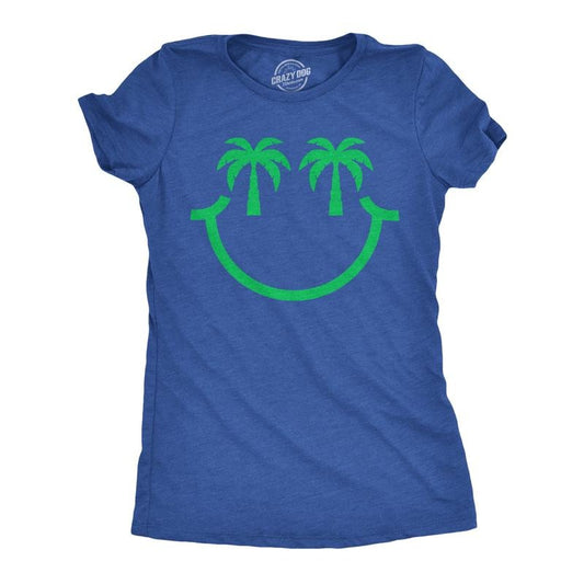 Womens  Funny T Shirts Palm Tree Eyes Smile Sarcastic Vacation Graphic Novelty Tee For Ladies Funny Womens T Shirts Cute Slimming Top Comfortable Soft Womenswear Sarcastic Tops for Women Funny Summer Royal -
