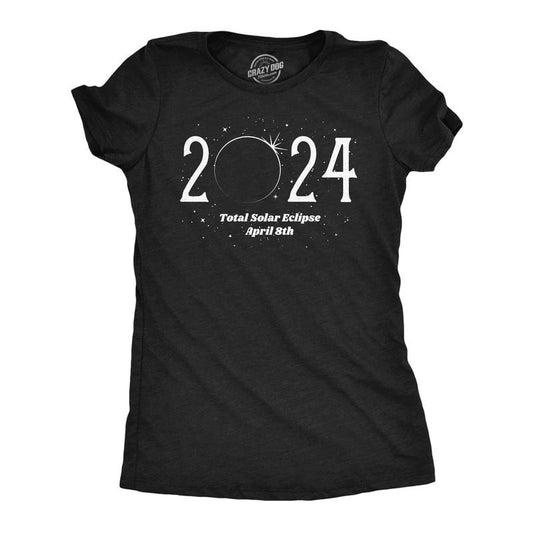 Womens 2024 Total Solar Eclipse Funny T Shirt Novelty Graphic Tee For Ladies