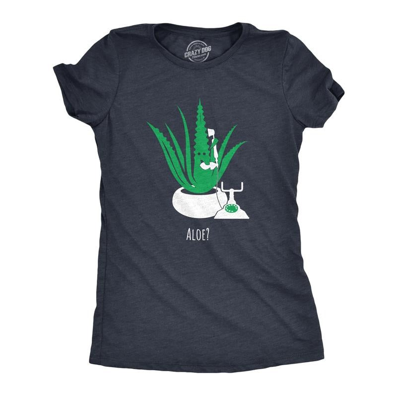 Womens Aloe Phone Call T Shirt Funny Sarcastic Plant Greeting Graphic Novelty Tee for Ladies Funny Womens T Shirts Cute...