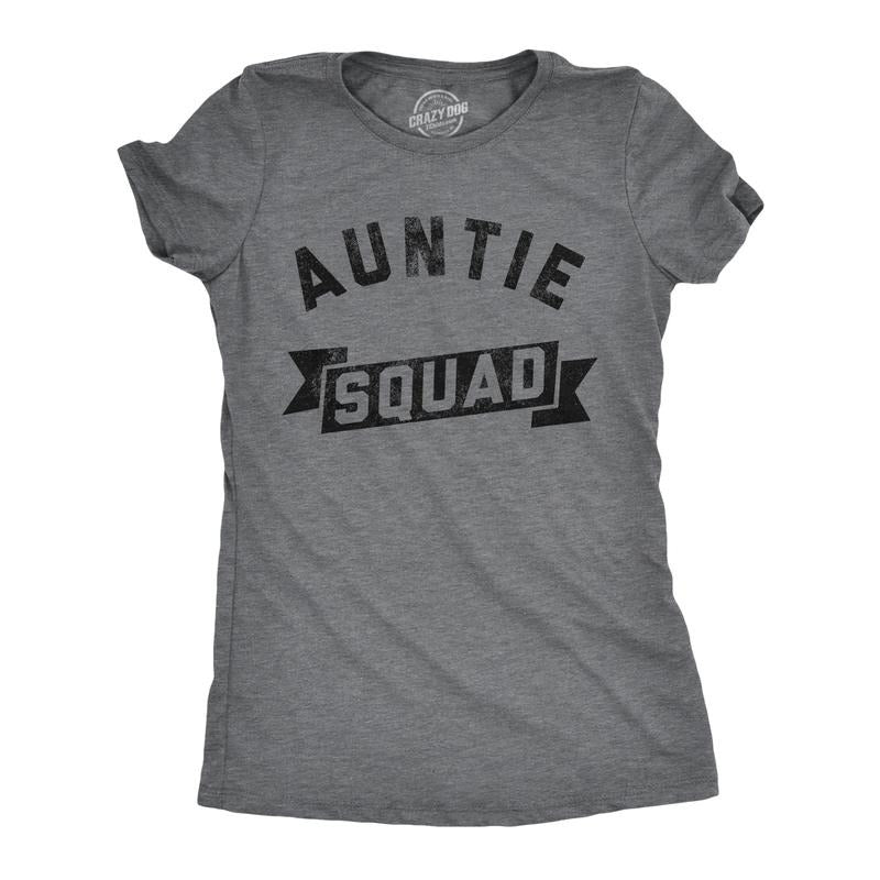 Womens Auntie Squad T Shirt Funny Family Member Awesome Aunt Tee For Ladies Funny Womens T Shirts Cute Slimming Top...