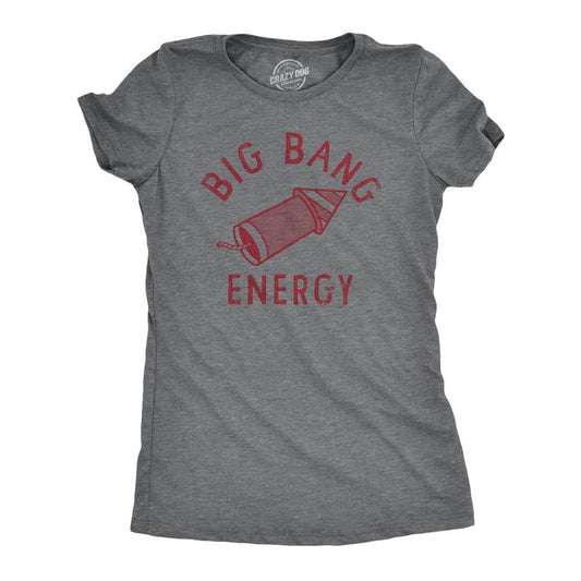 Womens Big Bang Energry T Shirt Funny Fourth Of July Fireworks Exploding Rocket Tee For Ladies Funny Womens T Shirts Cute Slimming Top Comfortable Soft Womenswear Patriotic Tops for Women Funny Dark Grey