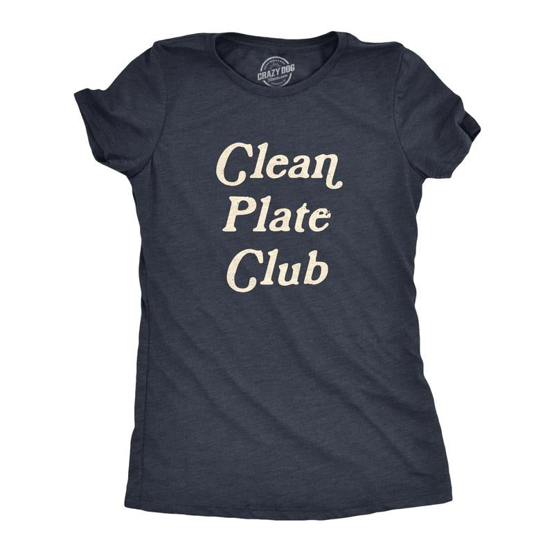 Womens Clean Plate Club T Shirt Funny Thanksgiving Dinner Lovers Tee For Ladies Funny Womens T Shirts Cute Slimming Top Comfortable Soft Womenswear Thanksgiving Tops for Women Funny Food Top Women's Navy -