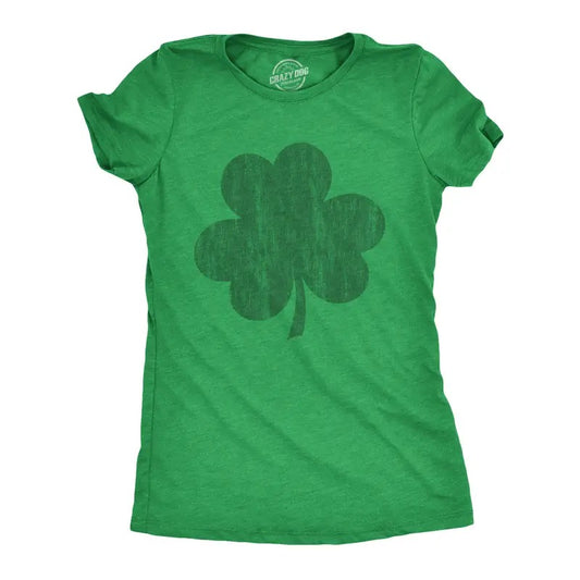 Womens Distressed Clover T Shirt Cool St Patricks Day Vintage Shamrock Awesome Graphic Tee Funny Womens T Shirts Cute Slimming Top Comfortable Soft Womenswear Saint Patrick's Day Tops for Women Funny Green