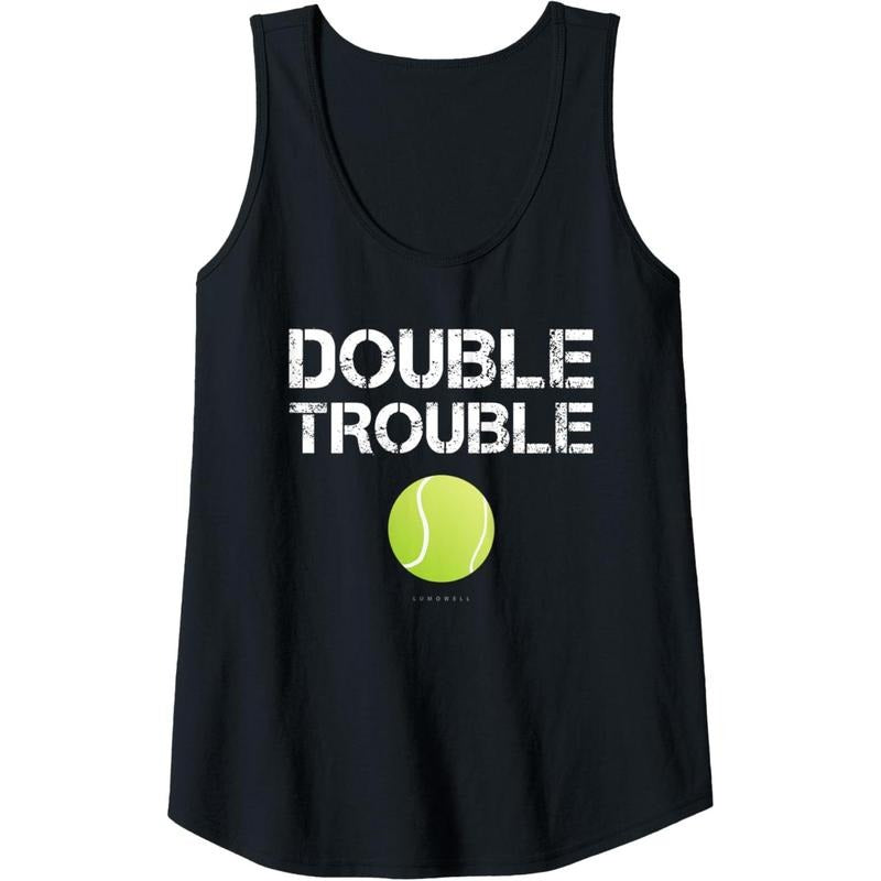 Womens Double Trouble Tanks - Funny Tennis Team Gift Tank Top Made in USA T-Shirts, Hoodie, Sweatshirt | DripVista.com