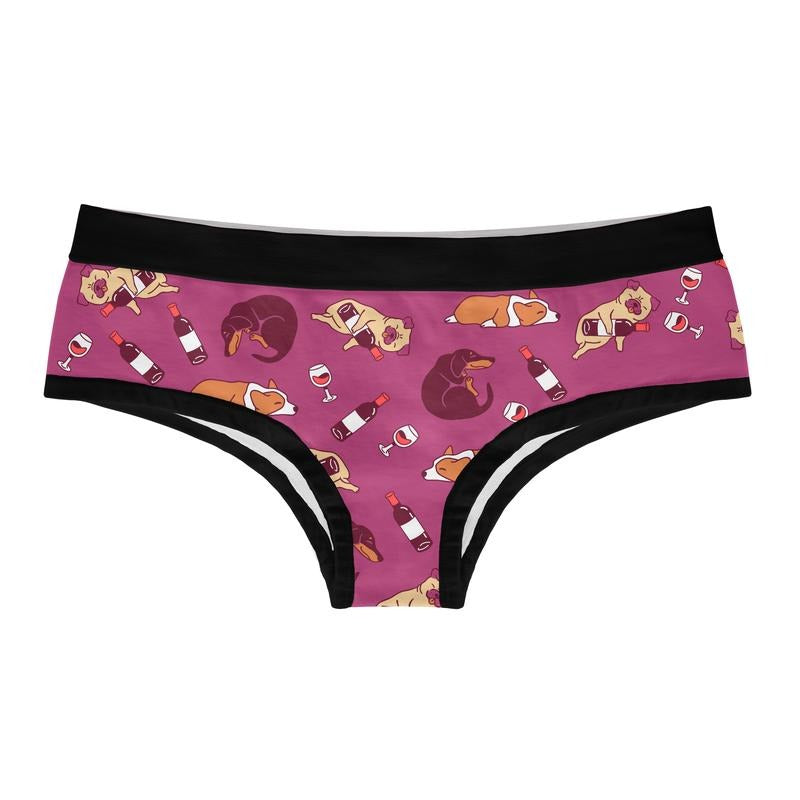 Womens Drink Wine and Pet My Dog Panties Funny Saying Cute Bikini Brief Underwear Funny Underwear for Women Dog  Funny...