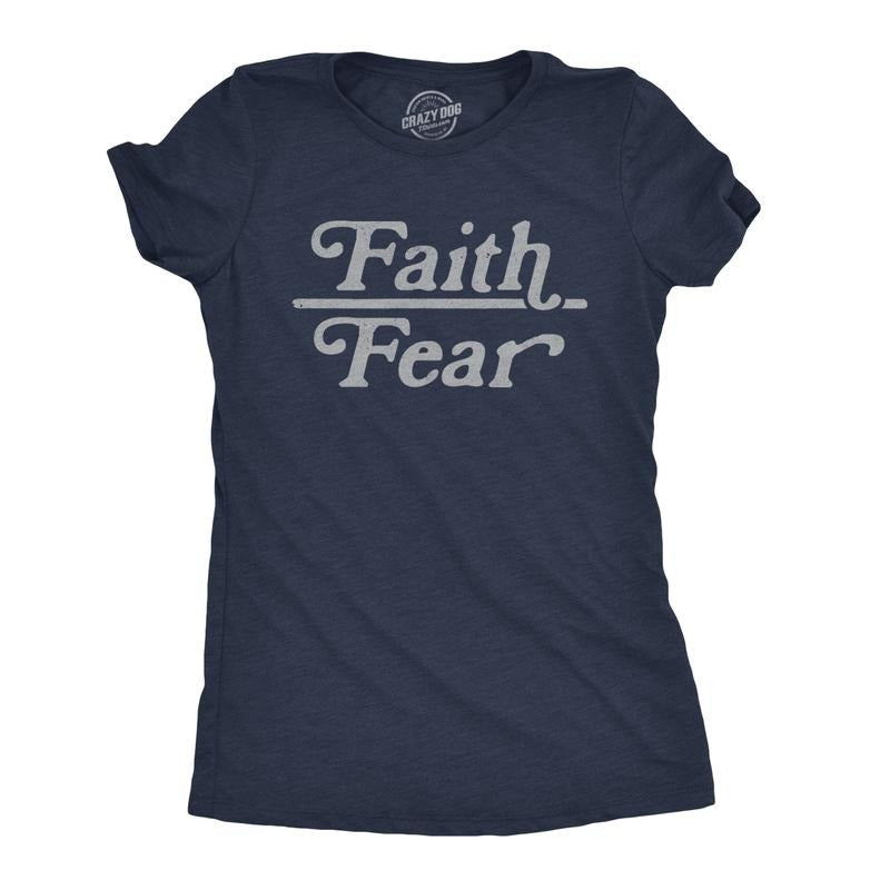 Womens Faith Over Fear T Shirt Cute Religion Faithful Empowerment Novelty Tee Funny Womens T Shirts Cute Slimming Top...