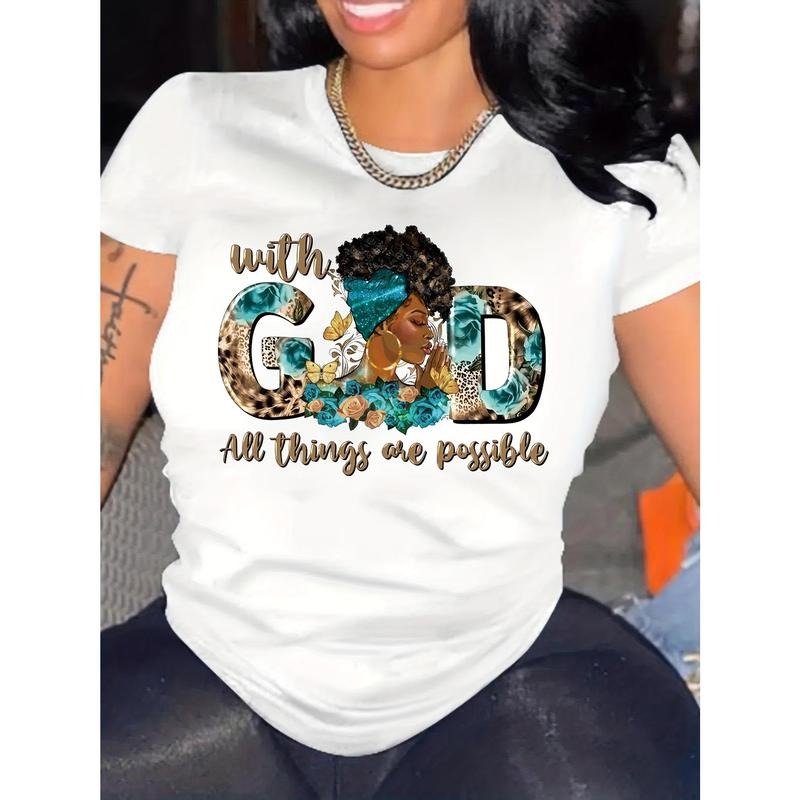 Womens Fashionable Cartoon FOG Print T-Shirt - Comfortable Crew Neck, Short Sleeves for Spring & Summer - Eye-Catching...